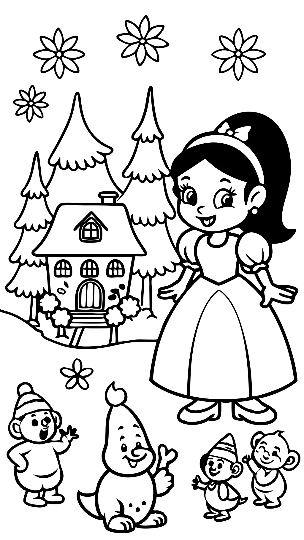 snow white and seven dwarfs coloring pages